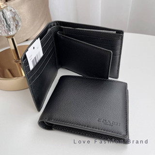 👑Fashionbrand100%👑 ✅แถมฟรี กล่อง สีน้ำตาลอย่างดี COMPACT WALLET IN SPORT CALF LEATHER F74991 74991