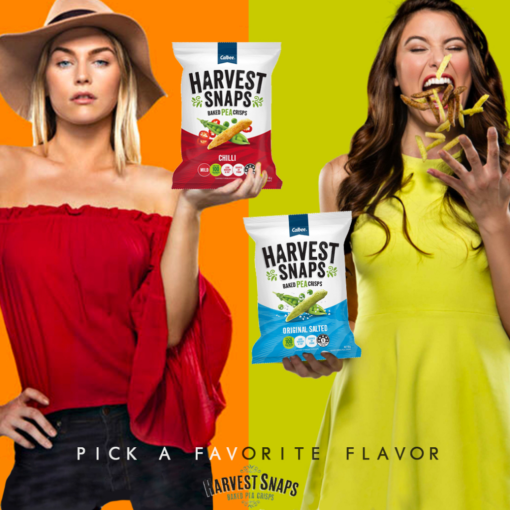 Calbee Harvest Snaps snack salted / Chilli คาลบี้ ฮาร์เวสต์ สแนพ ขนมถั่วลันเตาอบกรอบ ไม่ทอด ไขมันต่ำ