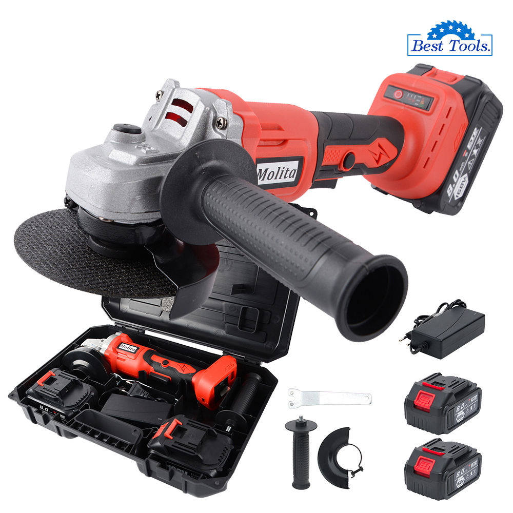 MOLITA เครื่องเจียร์ไร้สาย168V แบต Li-ion 2ก้อน เครื่องเจียร์แบตเตอรี่ เครื่องเจียร์ไฟฟ้า ลูกหมู 4 น