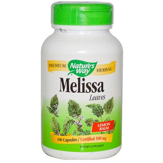 เลมอนบาล์ม Natures Way, Melissa, Lemon Balm Leaf, 500 mg, 100 Vegan Capsules