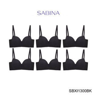 SABINA BRALESS เสื้อชั้นใน (Set 6 ชิ้น) Invisible Wire (ไร้โครง) รุ่น Modern V รหัส SBXI1300BK สีดำ