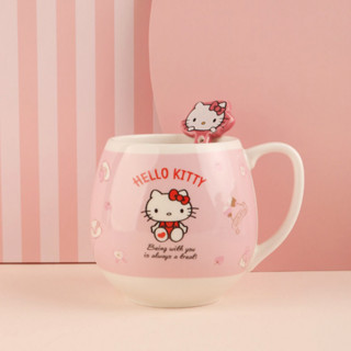 พร้อมส่ง💕 แก้วมัคคิตตี้ พร้อมช้อน 480ml. Miniso แท้ แก้วกาแฟเซรามิค Sanrio Mug น่ารักๆ ซานริโอ้ | Bluerubystore