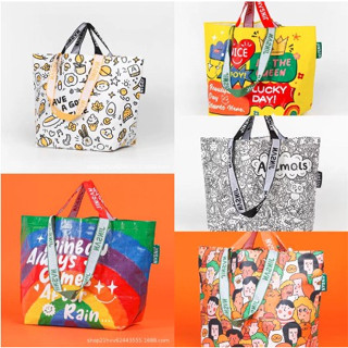 ส่งจากไทย🇹🇭 🌈พร้อมส่งลายน่ารักshopping bagใบใหญ่ รับน้ำหนักได้เยอะค่ะ กันน้ำได้