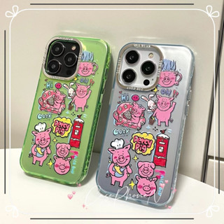 🔥สไตล์ใหม่🔥เคสไอโฟน iphone 11 14 Pro Max ตลก หมูน่ารัก ปกป้องเต็มที่ วัสดุชุบไฟฟ้า เคส iphone 12 13 Pro Case for iPhone