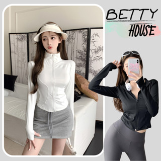 Betty House🎀เสื้อผ้ากันแดด🍉เสื้อแจ็คเก็ตแขนยาวกีฬาผู้หญิง ผ้าคอตตอนแท้ ระบายอากาศได้ดีและเย็นสบาย