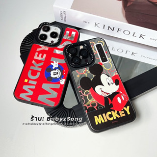 Mirror Case กระจกดำสกรีนการ์ตูน มิ้กกี้เมาส์ เคสกระจกเทียม เคสไอโฟนสำหรับรุ่น678/SE- 14 14plus 14pro 14promax