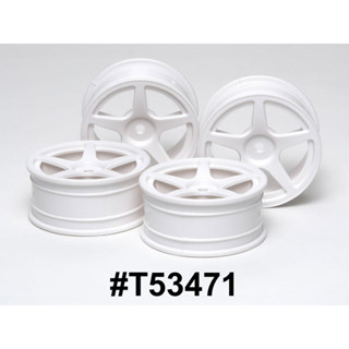 💥New💥 TAMIYA 53471 MEDIUM-NARROW WHITE 5-SPOKE WHEELS (OFFSET 0) 24mm