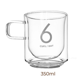 แก้ว No.6 แก้วกาแฟ (ขนาด 350 ml.) สองชั้น coffee tea glass สามารถใส่น้ำร้อน น้ำเย็นได้ ไม่มียางกันลื่น