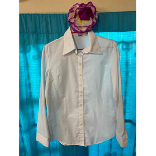 เสื้อเชิ๊ตสีขาว แขนยาว Brand IMGN size S-M ขาวใหม่มาก อก 36 ยาว 25