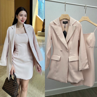 Code 10070 สูทสีฟ้า ชุดเซทสูท เดรส+สูท งานป้าย Charissa
