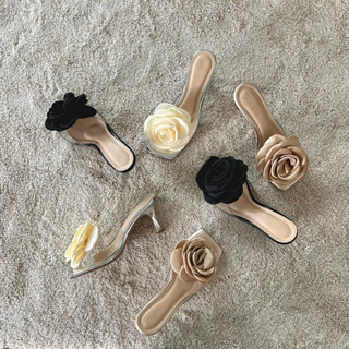 Flower heels รองเท้าส้นสูงนิ้ว3นิ้ว สายคาดดอกไม้ งานพรีเมียม กดสั่งได้เลยค่ะ (Wila shoes)