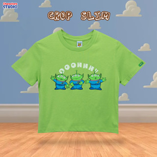 Disney Toy Story Women crop slim Glow In The Dark T-Shirt -  เสื้อครอปทรงสลิมฟิต ทอย สตอรี่ เทคนิคเรืองแสงในที่มืด สินค้าลิขสิทธ์แท้100% characters studio