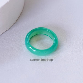 GREEN AGATE RING แหวนหินแท้ หินอาเกต โทนสีเขียว หินนำโชค หินมงคล by siamonlineshop