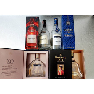 ขวดใส่เหล้า ขวดเหล้าเปล่า Set 4ชุด Hennessy XO,V.SO.P,Martell Cordon Bleu,Martell XO 70CL