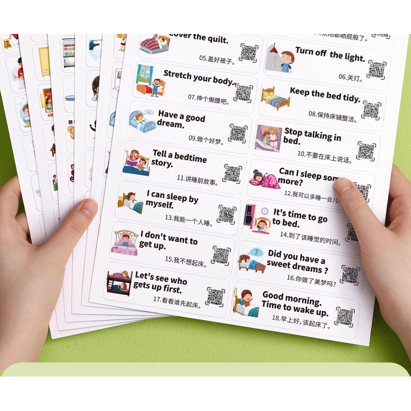 [ALL]ส่งไว❗️สติ๊กเกอร์คำศัพท์ ประโยค อังกฤษ-จีน  เพื่อการเรียนรู้ กันน้ำ ลอกออกไม่ทิ้งคราบ