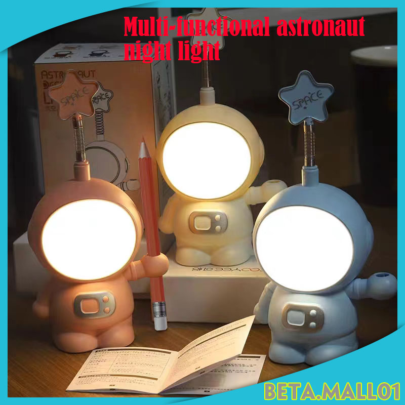 สําหรับห้องนอน หอพัก ป้องกันสายตา A892 โคมไฟตั้งโต๊ะ LED รูปการ์ตูนนักบินอวกาศ ชาร์จ USB แบบสร้างสรรค์