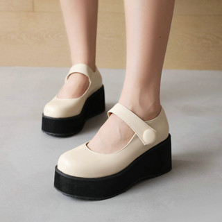 รองเท้าไซส์ใหญ่ (34-43) Bigsize รองเท้าส้นตึก Mary Jane สไตล์ญี่ปุ่น ส้นสูง 2.5 นิ้ว หนัง pu  (2109)