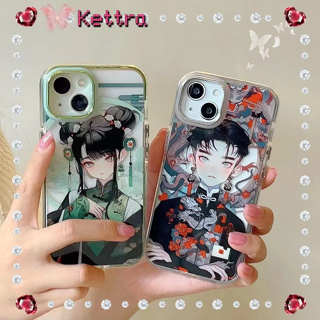 💜Kettra💜รุ่นคู่ สไตล์จีน iPhone 11 14pro max ป้องกันการหล่น ขอบเต็ม การ์ตูน ความคิดสร้างสรรค์ case for iPhone 12 13