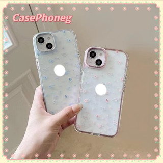 🍑CasePhoneg🍑เคสใส รุ่นคู่ สีฟ้า สีชมพู ดอกไม้ เล็กและสดiPhone 11 14 pro max ป้องกันการหล่น ขอบเต็ม case for iPhone 12 13
