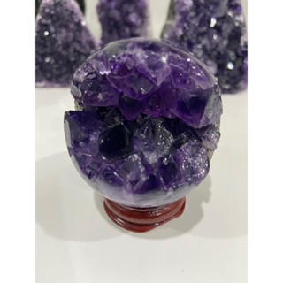 พร้อมส่ง ถ่ายจากสินค้าจริง คริสตัล หินแท้100% โพรงหินอเมทิสต์ทรงกลม Amethyst Geode#1