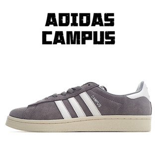 Adidas Original Campus BZ0085สีเทาขาว ลื่นสไตล์วินเทจแฟชั่นต่ำด้านบนกีฬารองเท้าลำลอง  แท้100%ผู้ชายผู้หญิงCampus