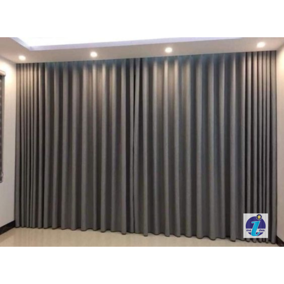 แนะนำ ผ้าม่าน ผ้าม่านกั้นห้องสีเทาเจาะตาไก่สำเร็จรูปเนื้อผ้าหนากันแสงUV 95-100% ราคาพิเศษ มีเก็บเงินปลายทาง