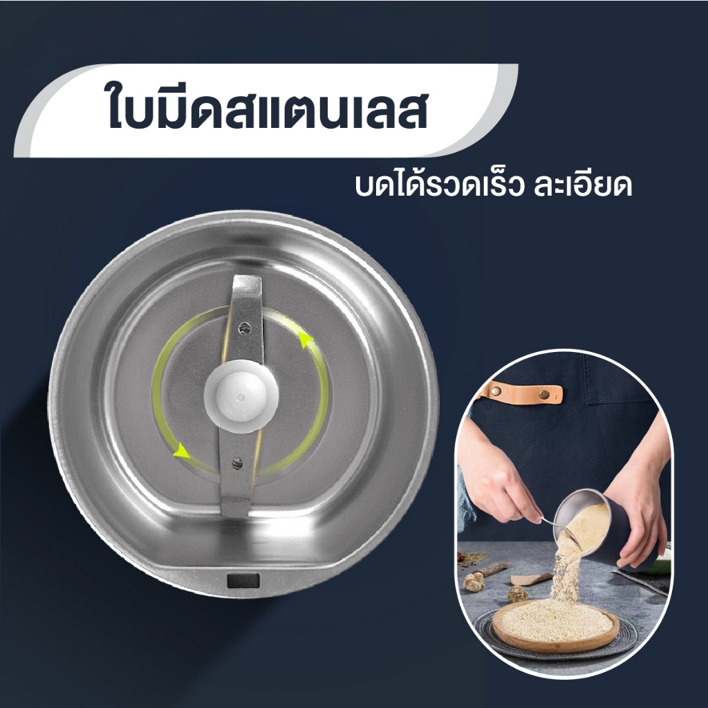 เครื่องปั่นไฟฟ้า บดละเอียด แรง300W โถ่ ใบมีด สแตนเลส304 บดพริก เมล็ดกาแฟ ถั่วธัญพืช เครื่องบดอาหาร