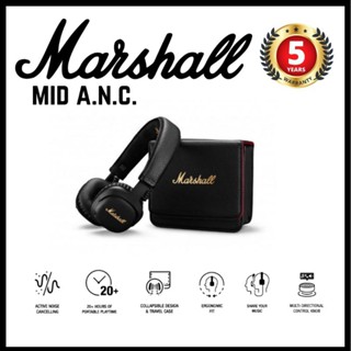 Marshall Mid ANC หูฟังบลูทูธไร้สาย ตัดเสียงรบกวน พับได้ สําหรับเล่นเกม เล่นกีฬา