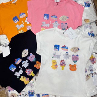 เสื้อยืดเข้ารูปแขนเต๋อสกรีนการ์ตูน(เบสิค)