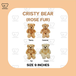 Cristy Bear Rose Fur ตุ๊กตาหมีคริสตี้ขนกุหลาบ ขนาด 9 นิ้ว