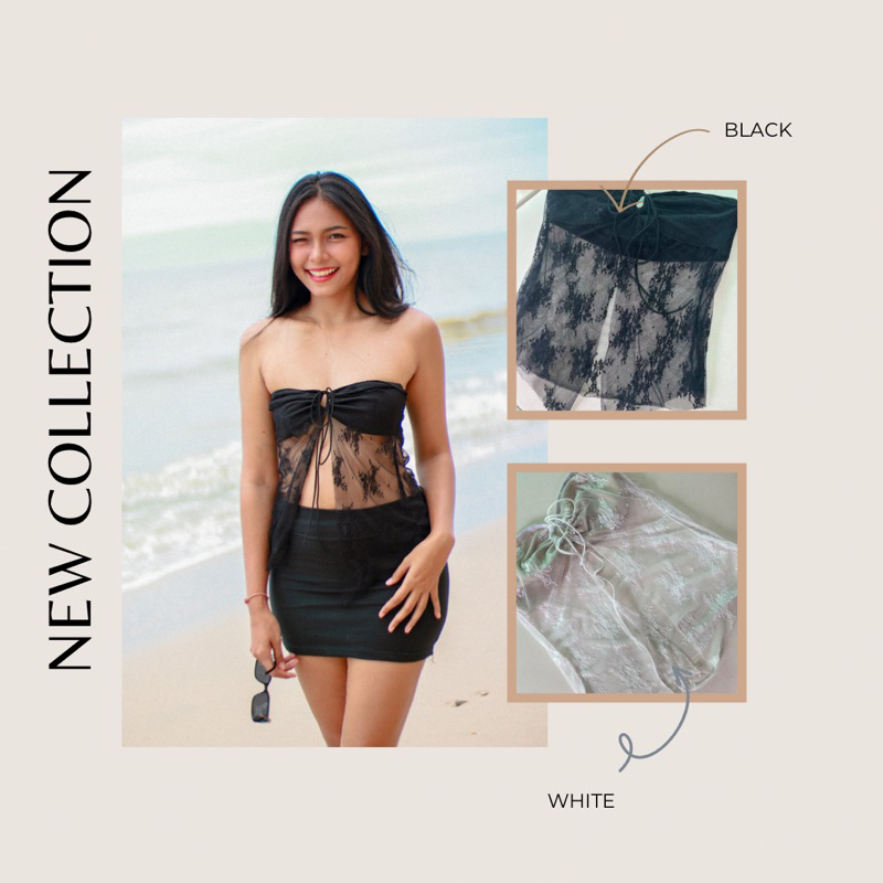 (พร้อมส่ง)Apilapa เสื้อลูกไม้เซ็กซี่