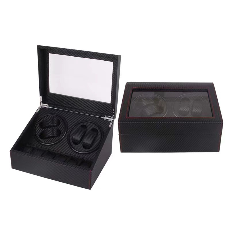 *พร้อมส่ง*กล่องนาฬิกาหมุน 4+6 เรือน（คาร์บอนไฟเบอร์สีดำ） Watch Winder Watch Box