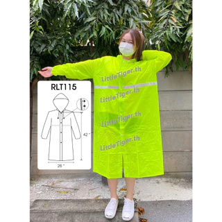 RLT115 เสื้อกันฝนผู้ใหญ่ สีเขียวสะท้อนแสง สีส้มสะท้อนแสง ติดซิป อย่างดี