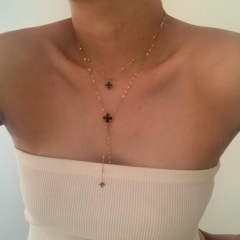 สร้อยสเตนเลส HER OBJECTIVE_HER 2 SIDE CLOVER PENDANT NECKLACE