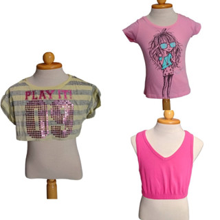 Play it เสื้อยืดคอกลอม/เอวลอย/เสื้อครอปเเขนกุด P12-P14