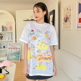 Oversize เสื้อยืดสกรีน DFT แบบเต็มตัว ลายเบลล์ดรีม อก44” ยาว 28” ผ้าคอตตอล100%