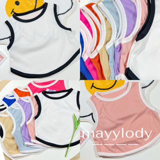 🌷mayylody🌷 [20สี] เสื้อกล้าม ทูโทน ตัดขอบขาว ดีเทลชายโค้ง เว้าเอวโชว์หุ่นสวย แซบมว๊ากกกก ☀️🌸🏖🍃 กล้าม ครอป ครอปท็อป