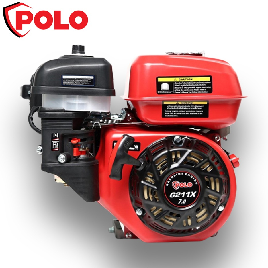 POLO รุ่น G211X เครื่องยนต์เบนซิน สูบเดี่ยว 4 จังหวะ 7.0 แรงม้า สตาร์ทมือ ระบบระบายความร้อนแบบพัดลมดูดอากาศ