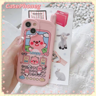 🍑CasePhoneg🍑สีชมพู การ์ตูน หมีน้อย iPhone 11 14 pro max ป้องกันการหล่น ขอบเต็ม ความคิดสร้างสรรค์ case for iPhone 12 13