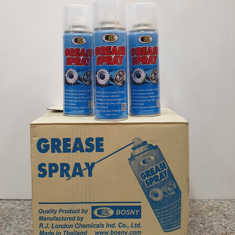 (ยกลัง12กระป๋อง) BOSNY 200มล.สเปรย์จารบีขาว สเปรย์หล่อลื่น บอสนี่ Grease B115