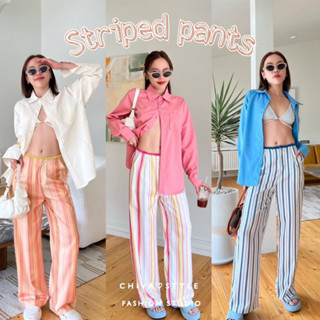 -𝐂𝐡𝐢𝐯𝐚- (พร้อมส่ง ครบสี)‼️  Striped pants | กางเกงขายาวพิมพ์ลายทาง