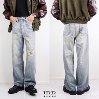 IBB DOMINIC RETRO JEANS กางเกงยีนส์ทรงกระบอกใหญ่สไตล์วินเทจย้อนยุคเอวสม๊อคหลัง