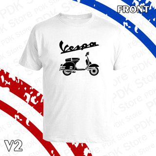 เสื้อยืด คอกลม แขนสั้น Vespa logo  สกรีน Flex pu  ขอบสวยคมชัด ผ้าcotton 100%