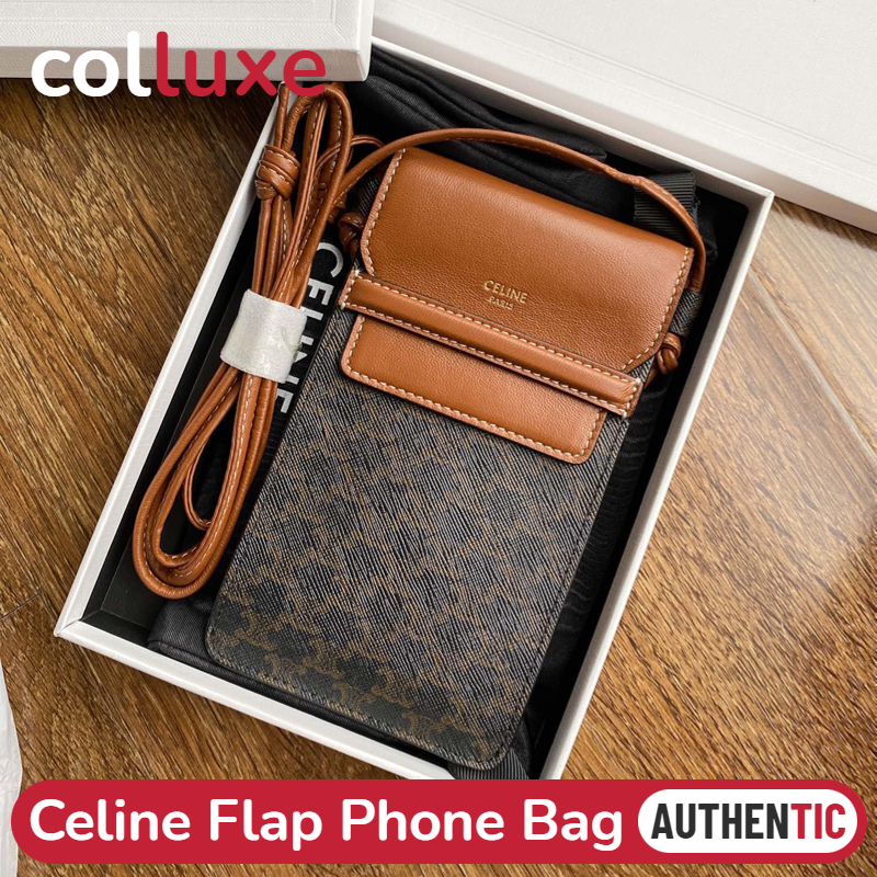 👜เซลีน Celine Flap Phone Bag หนัง faux/หนังแกะ 10cm 10G332