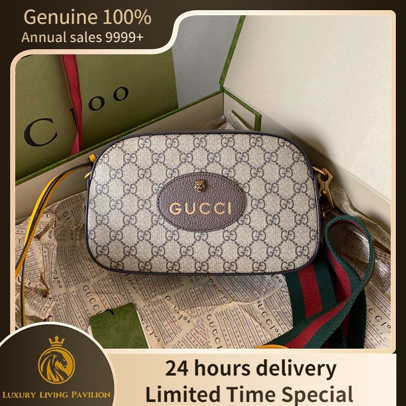 👜ซื้อในฝรั่งเศส ใหม่ Gucci กระเป๋า NEO VINTAGE GG SUPREME MESSENGER BAG กระเป๋าแฟชั่น ของแท้ 100%