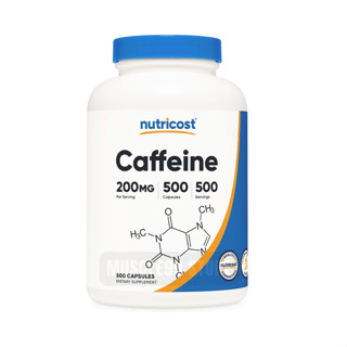 💊Nutricost Caffeine, 200 mg(500 Capsules) คาเฟอีน ชนิดแคปซูล เพิ่มความตื่นตัว เพิ่มสมาธิและการโฟกัส