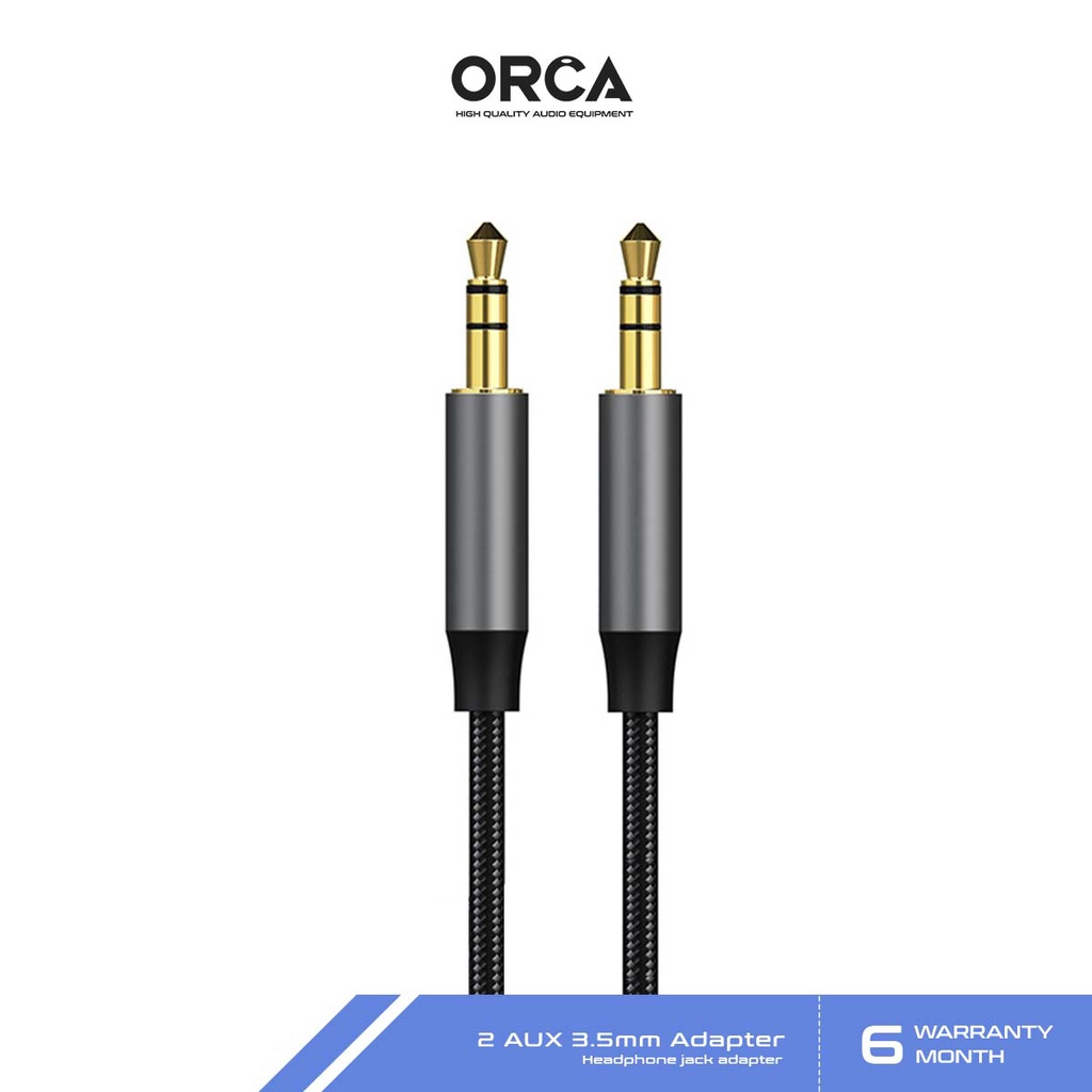⚡ส่งจาก กทม⚡Orca สายAUX สายเคเบิล ตัวผู้2หัว แจ็ค3.5มม. สาย0.5/1/2เมตร สำหรับลำโพง รถยนต์ มือถือ