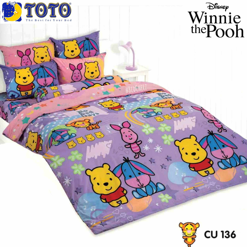  มีโค้ดลด ผ้าปูที่นอน + ผ้านวม  รุ่นประหยัด Pooh by TOTO ผ้าปูหมีพูห์ หมีพูห์ หมี โตโต้ การ์ตูน cartoon หมีพู ลายหมี