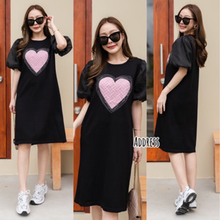 🌈🌿🌼🌸🌺🤎💖🇰🇷 Knit Heart Balloon Sleeve Dress