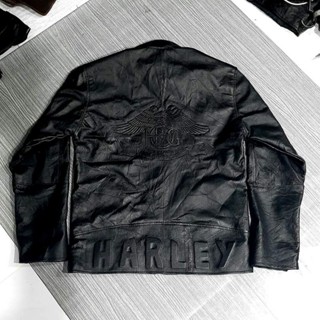 เสื้อหนังแท้รุ่นหลังปั้มนูนนกHOG